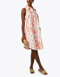 Look image thumbnail - Finley - Swing Coral and White Print Cotton Shirt Dress