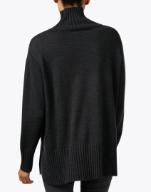 Back image thumbnail - Eileen Fisher - Charcoal Grey Wool Turtleneck Sweater
