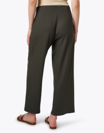 Back image thumbnail - Eileen Fisher - Green Ribbed Wide Leg Pant
