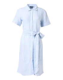 Christina Blue and White Striped Linen Shirt Dress