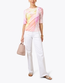 Look image thumbnail - Marc Cain Sports - Pink Abstract Print Stretch Jersey Top