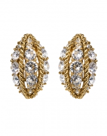 Gold and Crystal Cluster Stud Clip Earrings