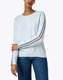Front image thumbnail - Lisa Todd - On Track Blue Contrast Sweater