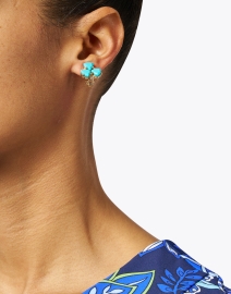 Look image thumbnail - Atelier Mon - Turquoise Cluster Stud Clip Earrings
