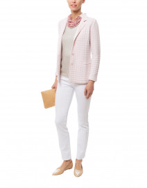 Albion Pink and White Silver Lurex Knit Blazer