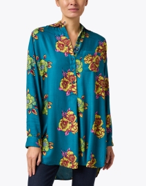 Front image thumbnail - Lisa Corti - Ube Blue Multi Print Shirt