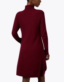 Back image thumbnail - Allude - Bordeaux Red Wool Cashmere Turtleneck Dress