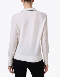 Back image thumbnail - White + Warren - Ivory Cashmere Polo Sweater 