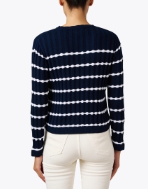 Back image thumbnail - Blue - Navy Cotton Stripe Sweater