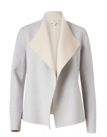 Kinross - Grey and Beige Reversible Wool Cashmere Cardigan