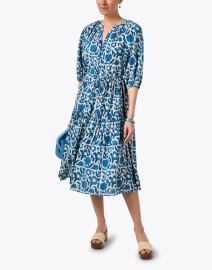 Look image thumbnail - Apiece Apart - Mitte Blue Floral Midi Dress