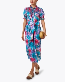 Look image thumbnail - Loretta Caponi - Elena Blue Floral Print Dress