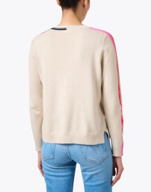 Back image thumbnail - Lisa Todd - Beige Contrast Stripe Cotton Sweater