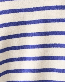 Fabric image thumbnail - Chinti and Parker - Cream and Blue Striped Wool Cashmere Cardigan