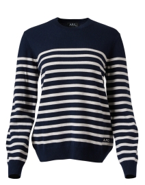 Product image thumbnail - A.P.C. - Phoebe Navy Striped Cashmere Sweater