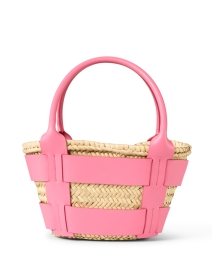 Mini Santorini Pink Leather Raffia Tote Bag