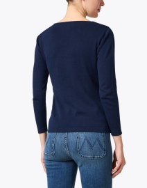 Back image thumbnail - Blue - Navy Pima Cotton Sweater