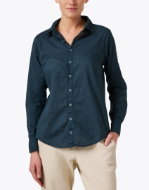 Front image thumbnail - CP Shades - Romy Navy Cotton Blouse