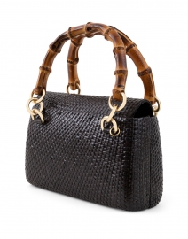 SERPUI - Laila Black Straw Top Handle Bag