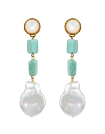 Product image thumbnail - Lizzie Fortunato - Coastline Stone and Pearl Drop Earrings
