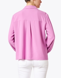 Back image thumbnail - Eileen Fisher - Orchid Pink Silk Georgette Top