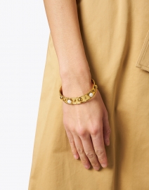 Look image thumbnail - Sylvia Toledano - Pearl and Gold Studded Cuff Bracelet