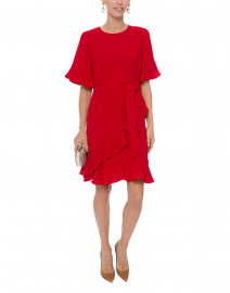 Andora Crimson Red Stretch Crepe Dress