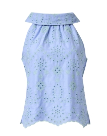 Blue and Green Eyelet Cotton Top 