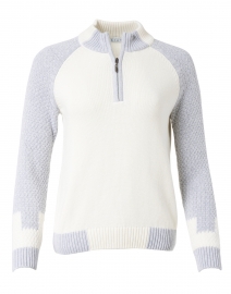 White and Grey Colorblock Zip Sweater