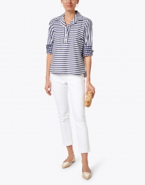 Look image thumbnail - Hinson Wu - Aileen Navy and White Striped Cotton Shirt