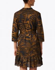 Vilagallo - Patricia Black and Gold Animal Print Cotton Shirt Dress