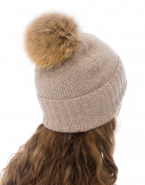 Taupe Fur Pom Pom Cashmere Hat