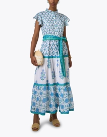 Look image thumbnail - Oliphant - White and Blue Print Cotton Voile Dress
