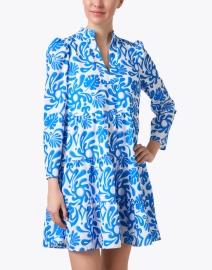 Front image thumbnail - Sail to Sable - Blue Splash Print Tiered Dress