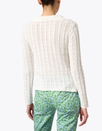 Back image thumbnail - White + Warren - White Linen Cotton Cable Sweater