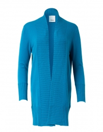 Blue Cashmere Knit Open Cardigan
