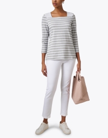 Look image thumbnail - E.L.I. - Grey and White Striped Top 