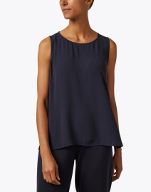 Front image thumbnail - Eileen Fisher - Navy Silk Tank Top