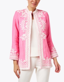 Front image thumbnail - Bella Tu - Ceci Pink Embroidered Linen Jacket