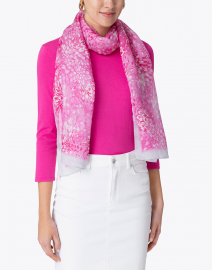 Leggiadro - Pink Florettes Print Linen Blend Scarf