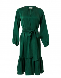 Pauline Bottle Green Silk Crepe Dress