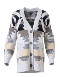 Product image thumbnail - Repeat Cashmere - Grey Multi Southwest Print Wool Cardigan