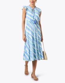 Look image thumbnail - Sail to Sable - Blue Striped Tiered Dress
