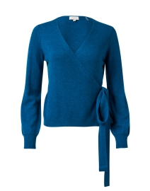 Blue Cashmere Wrap Sweater