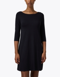 Front image thumbnail - Majestic Filatures - Navy Soft Touch Boatneck Dress