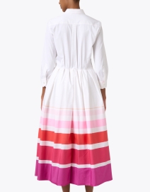 Back image thumbnail - Sara Roka - Niddi White and Pink Striped Shirt Dress