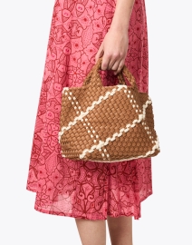 Look image thumbnail - Naghedi - St. Barths Mini Brown Plaid Woven Handbag