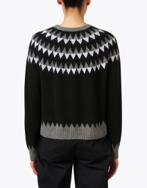 Back image thumbnail - Jumper 1234 - Val Black and White Multi Intarsia Cashmere Sweater 