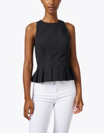 Front image thumbnail - Veronica Beard - Olympia Black Cotton Peplum Tank