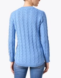 Back image thumbnail - Sail to Sable - Blue Cotton Cable Knit Sweater
